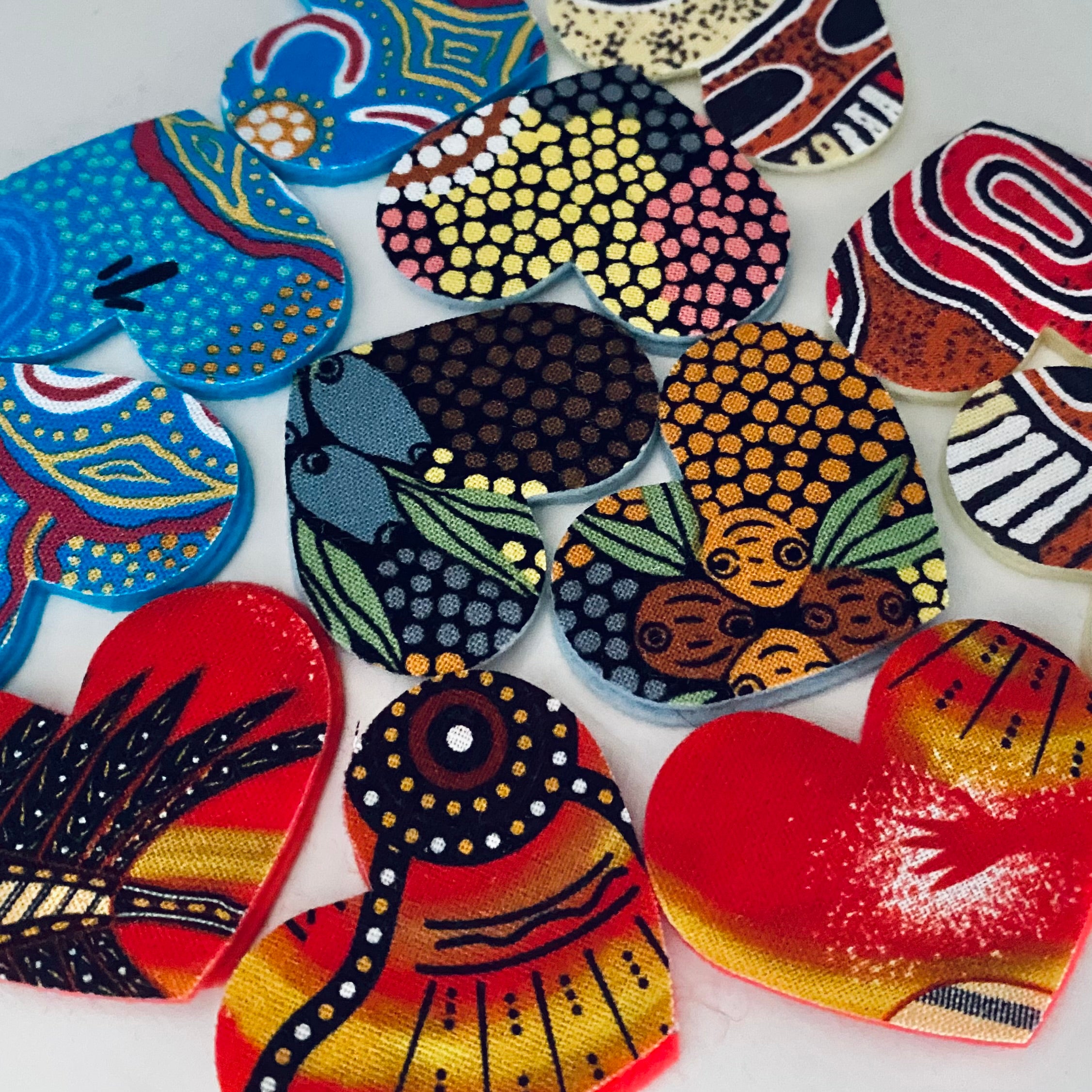 Pre-Cut Hearts - ABORIGINAL ART PRINTS Fabric