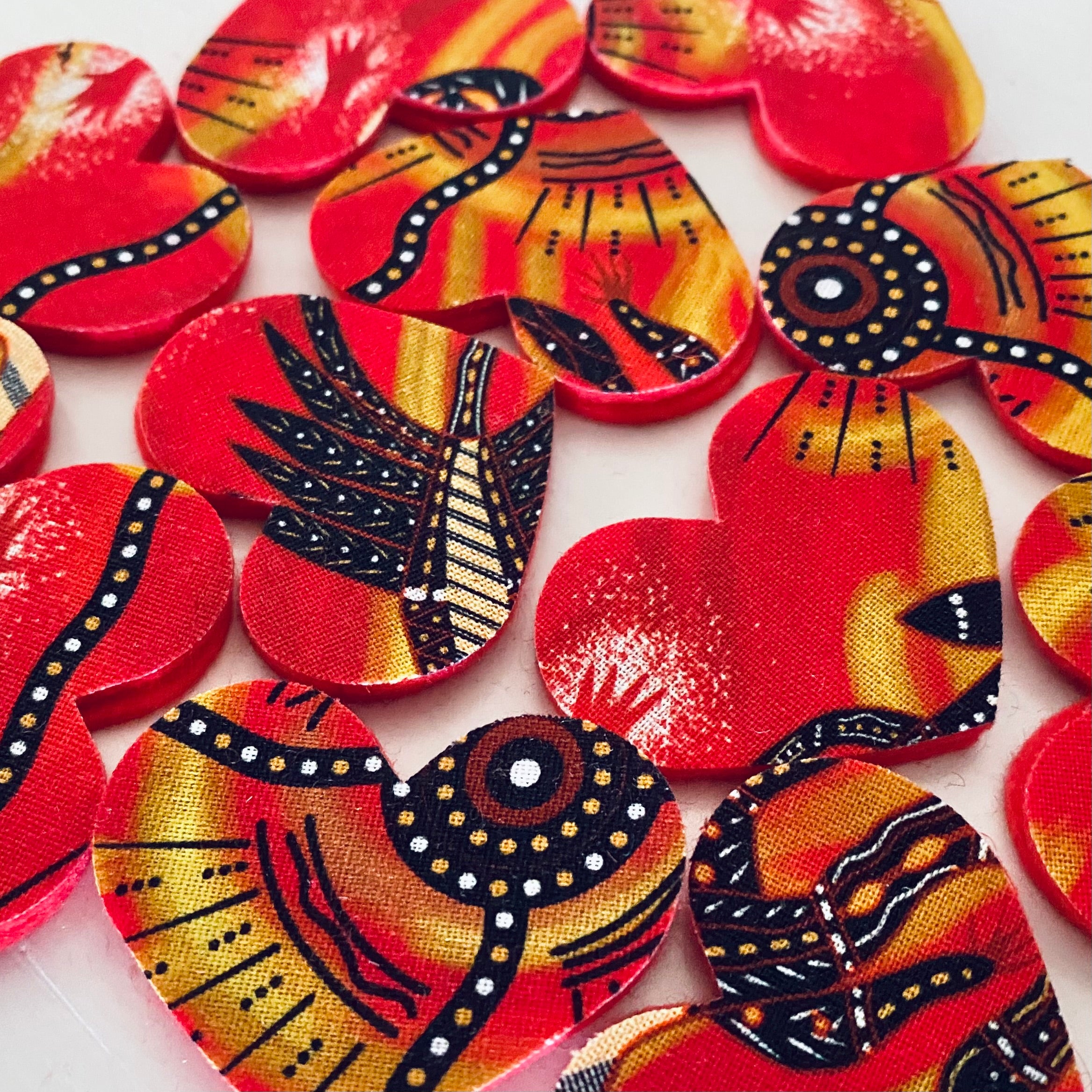 Pre-Cut Hearts - ABORIGINAL ART PRINTS Fabric