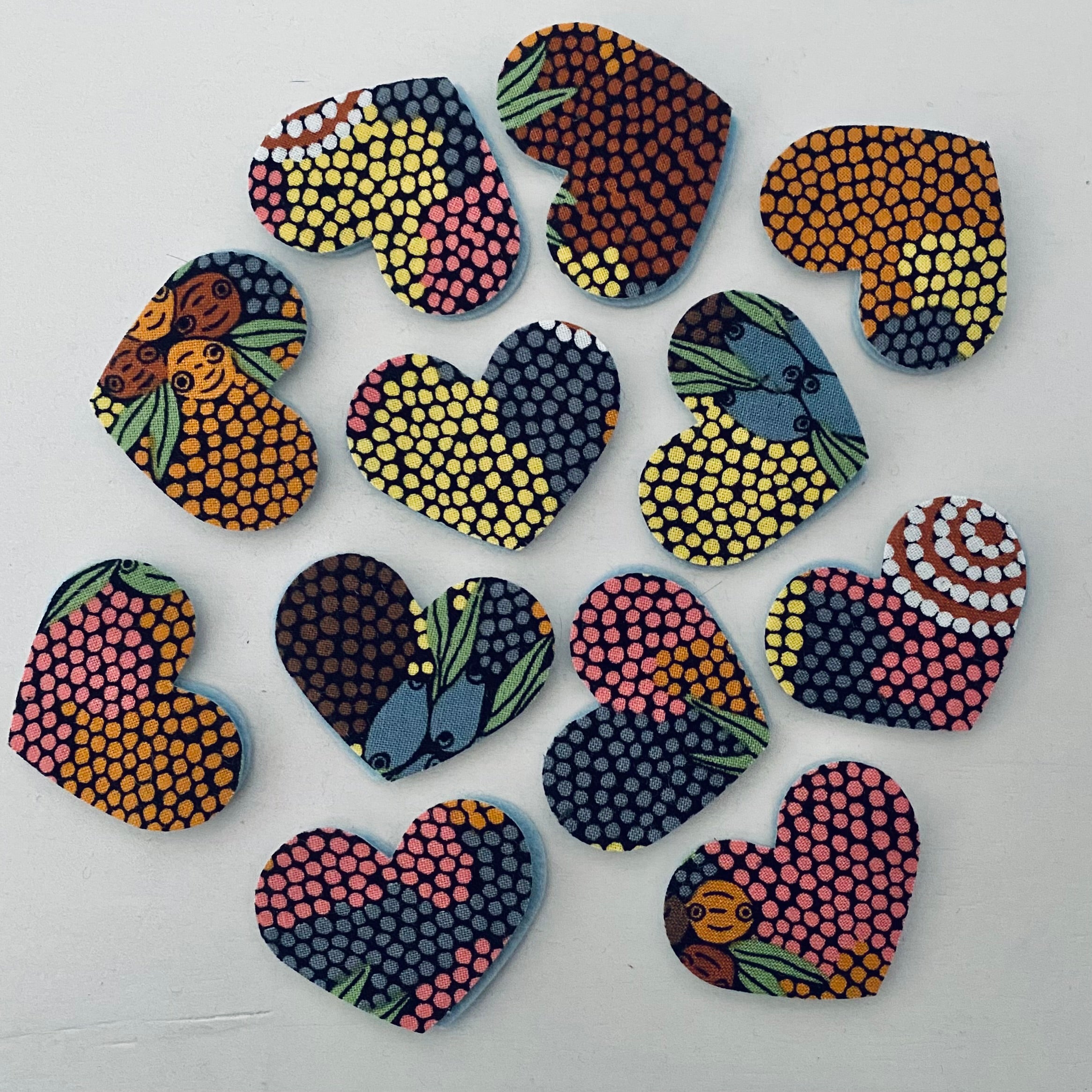 Pre-Cut Hearts - ABORIGINAL ART PRINTS Fabric