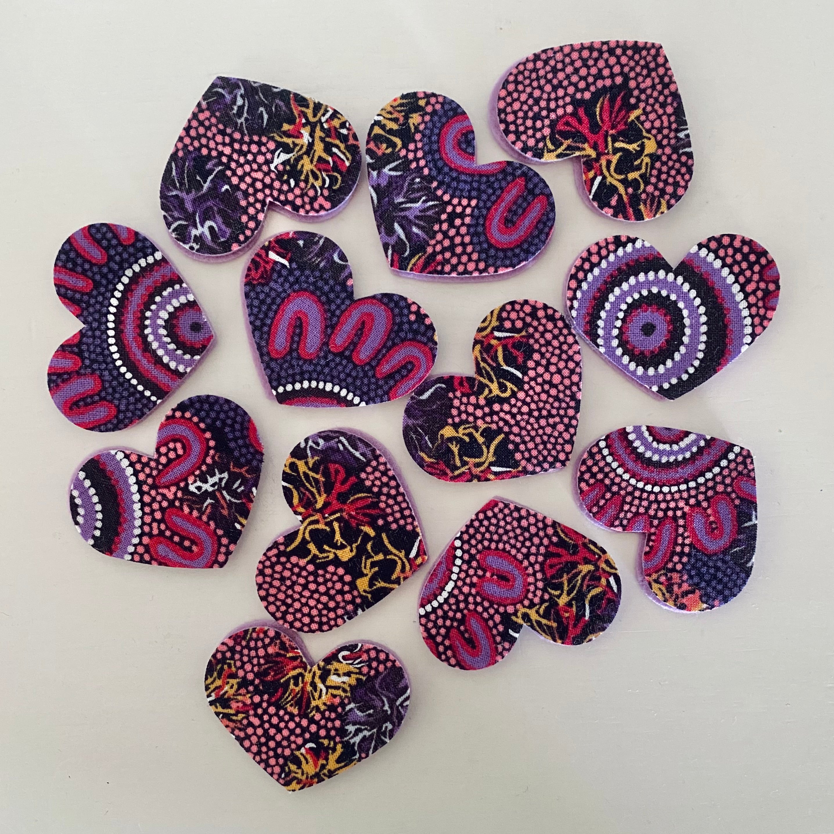 Pre-Cut Hearts - ABORIGINAL ART PRINTS Fabric
