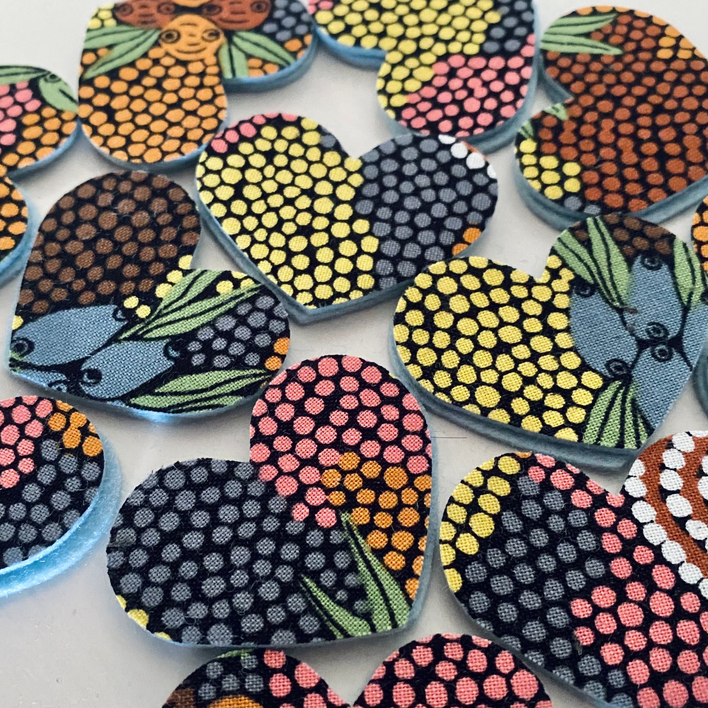 Pre-Cut Hearts - ABORIGINAL ART PRINTS Fabric