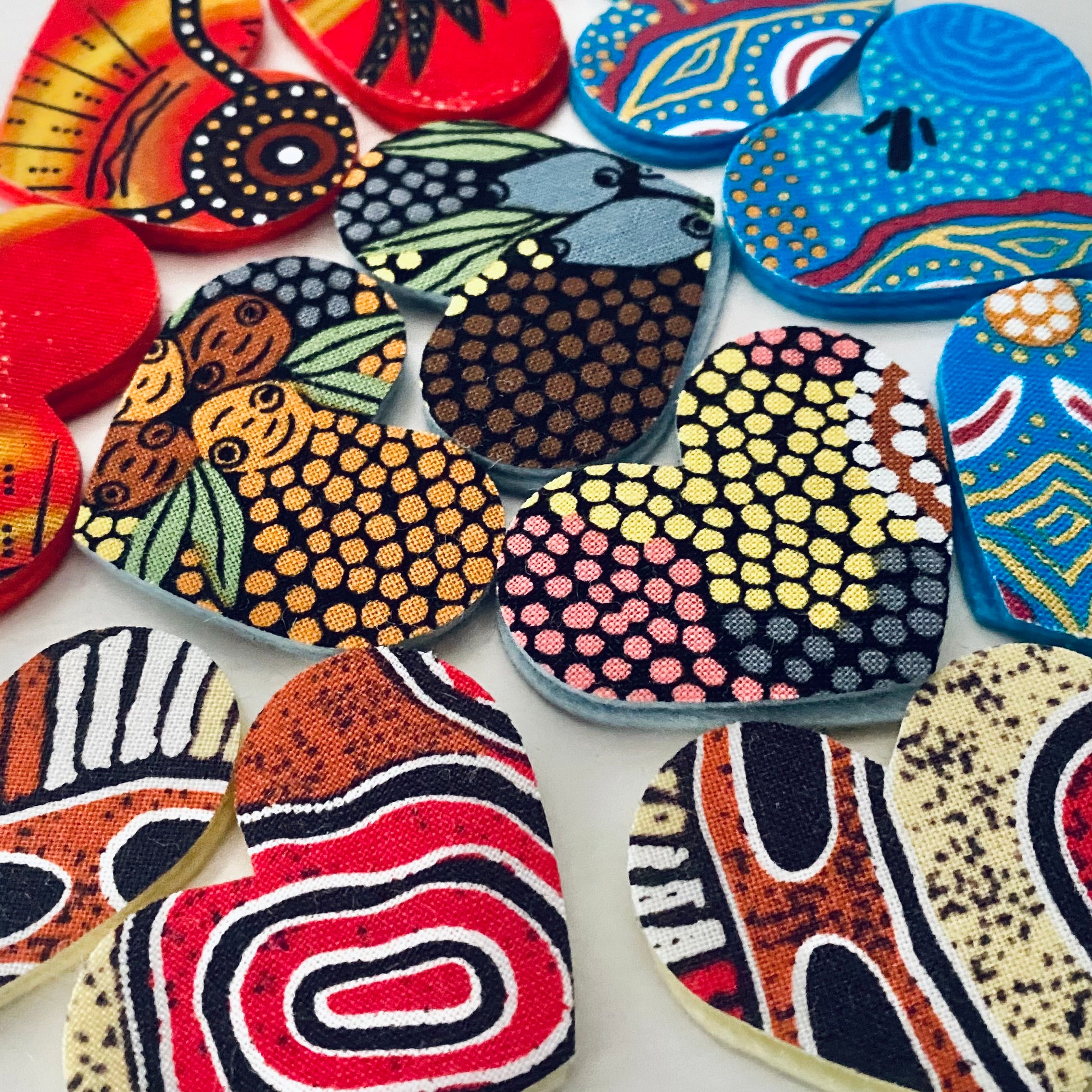 Pre-Cut Hearts - ABORIGINAL ART PRINTS Fabric
