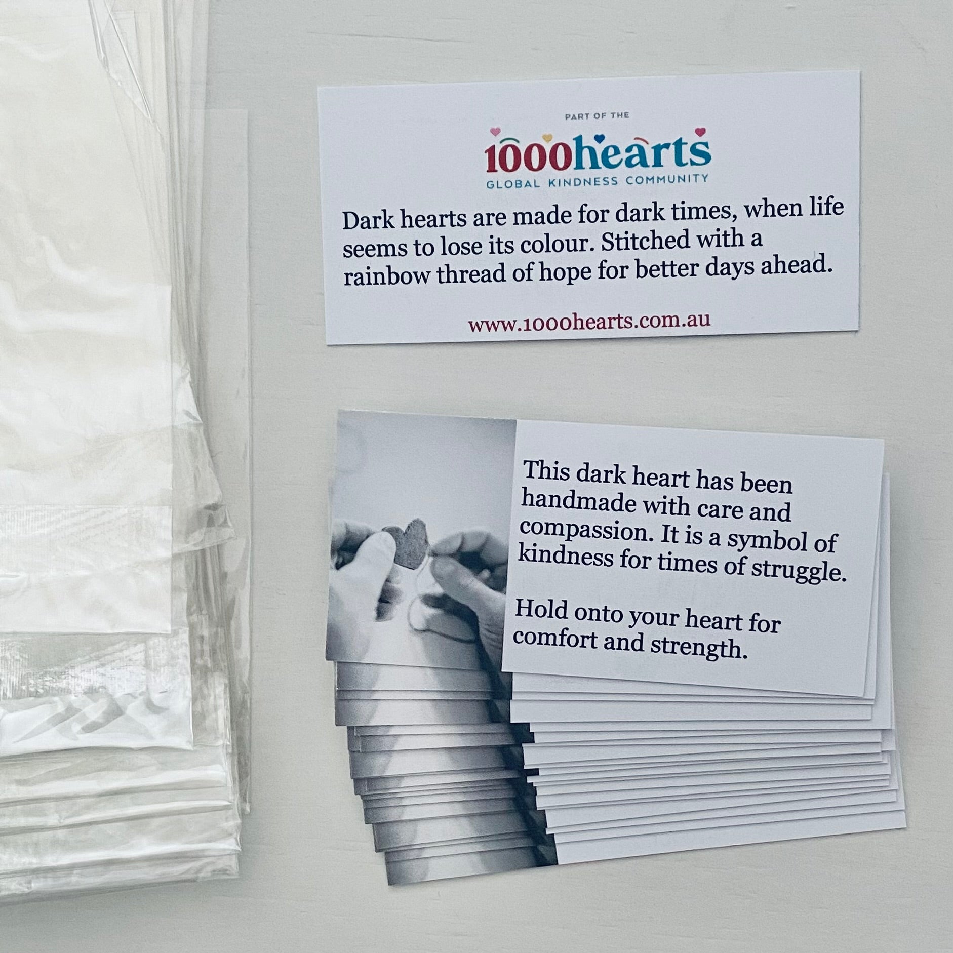 Cards and bags for wrapping hearts