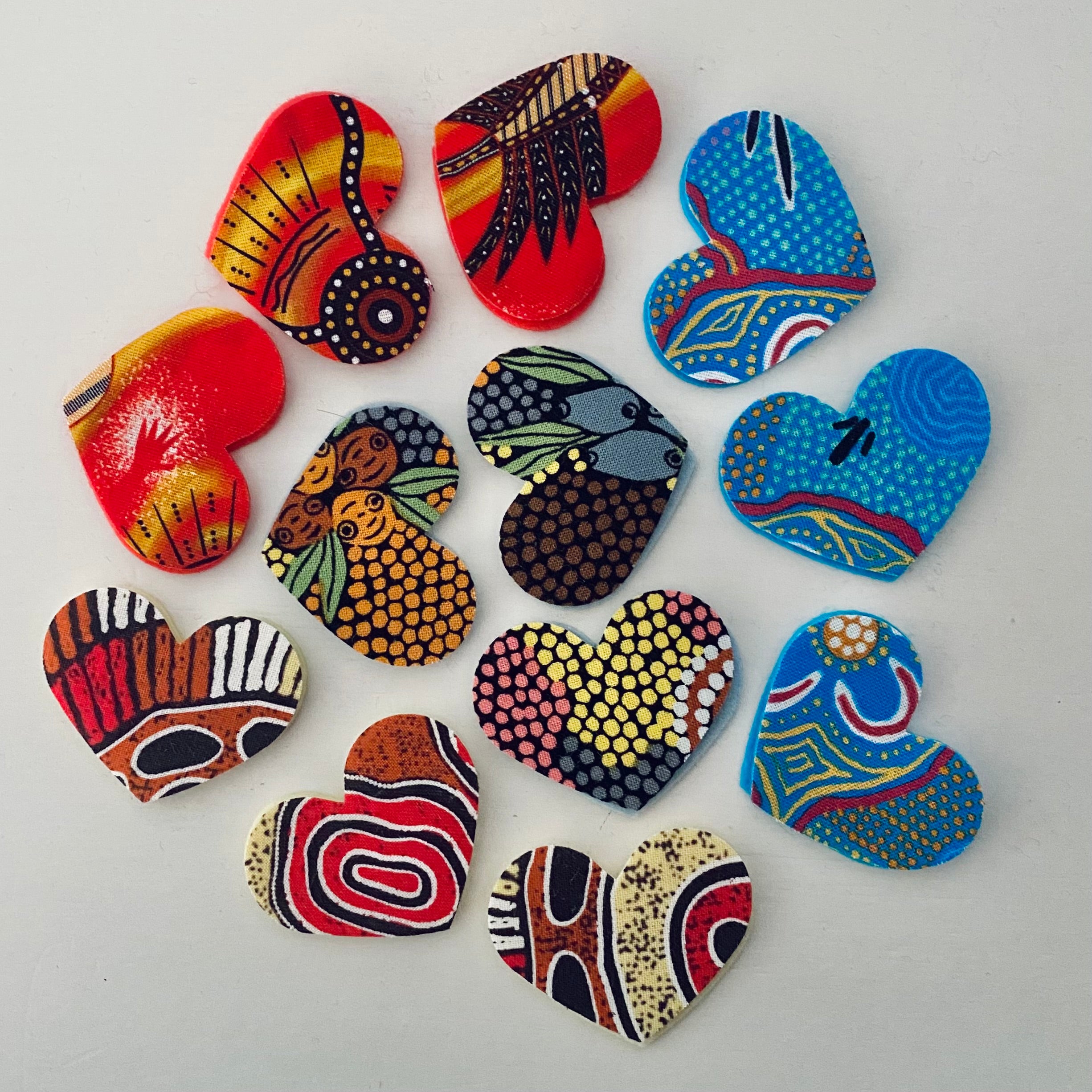 Pre-Cut Hearts - ABORIGINAL ART PRINTS Fabric