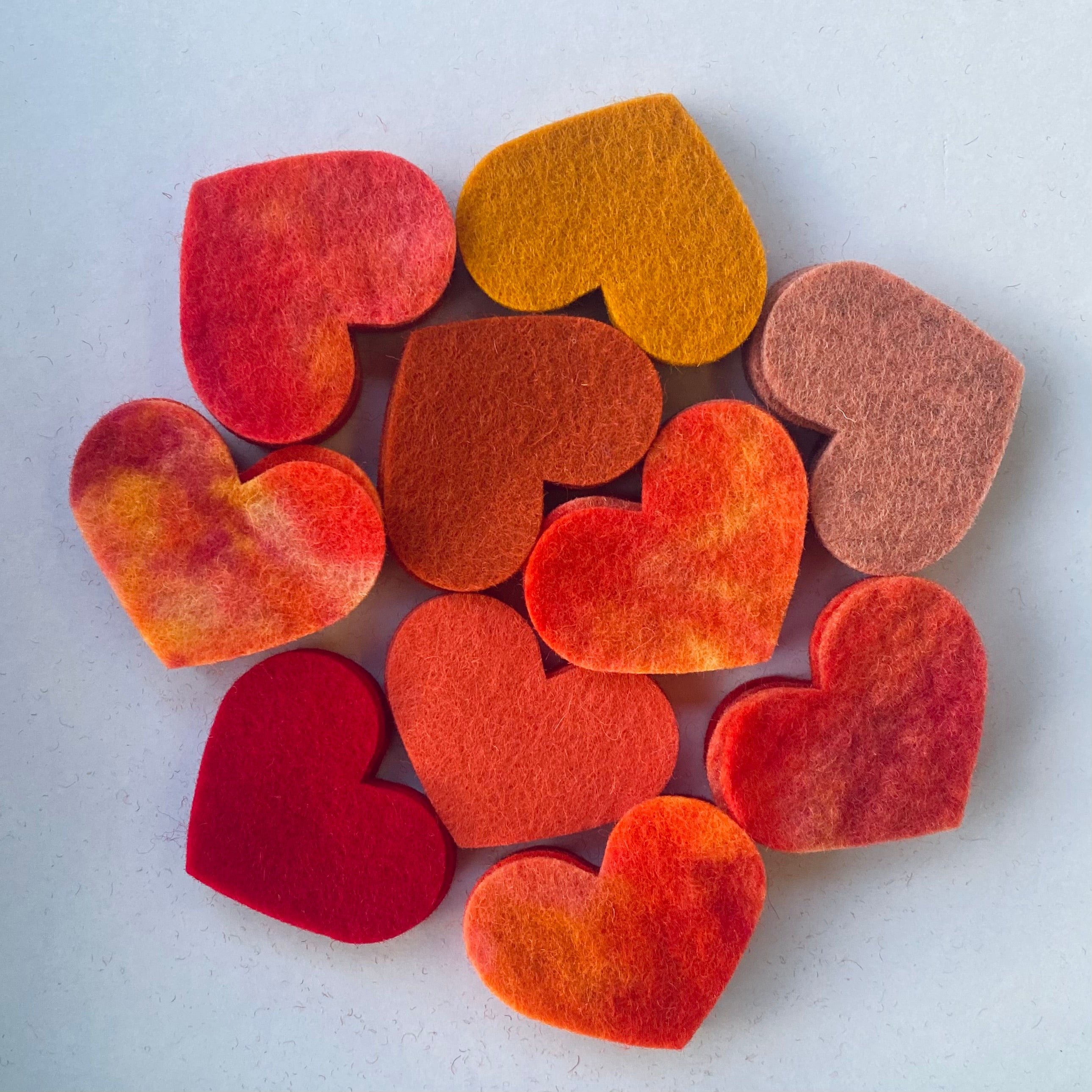 Pre-Cut Hearts (50) - Mixed Hand-Dyed & Plain