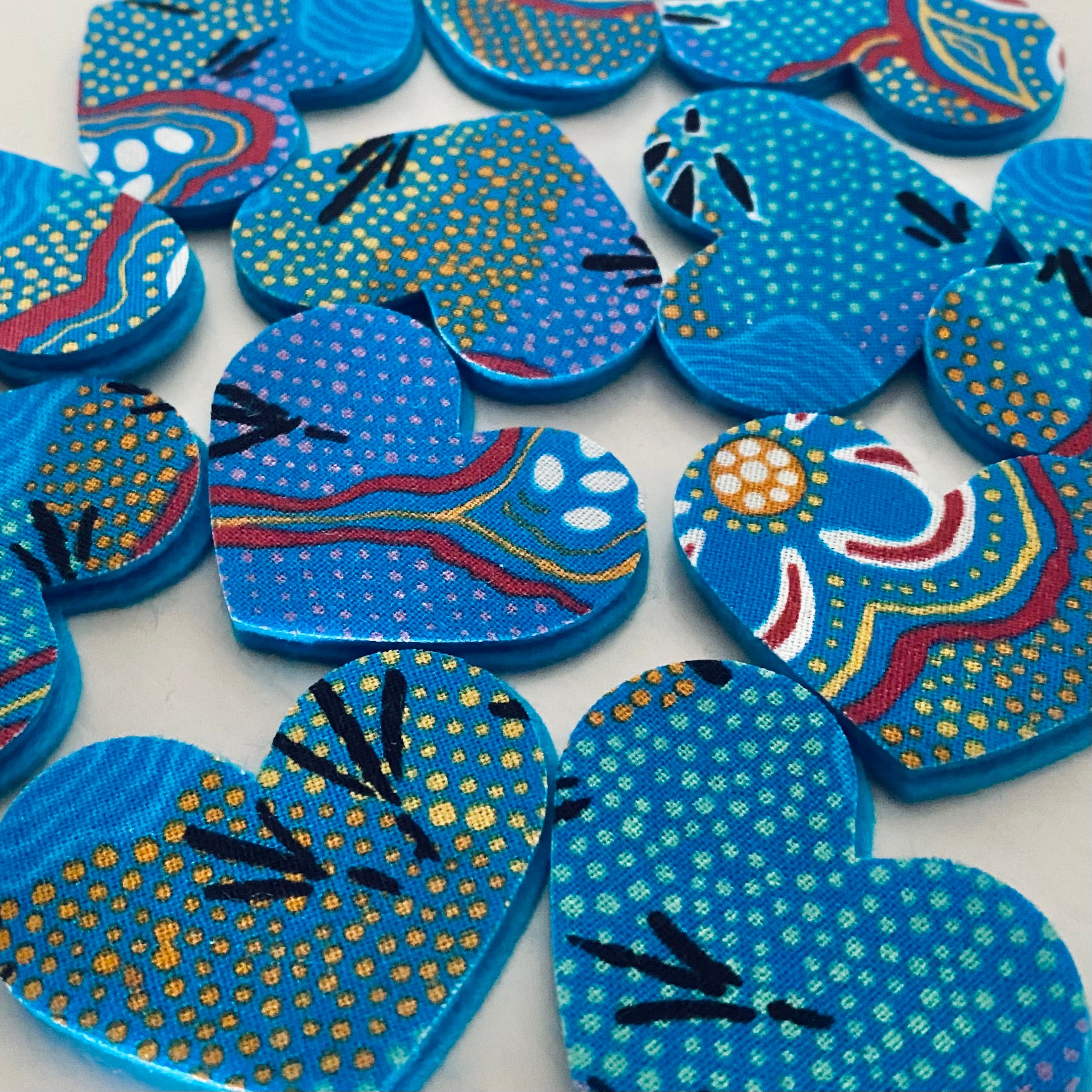 Pre-Cut Hearts - ABORIGINAL ART PRINTS Fabric
