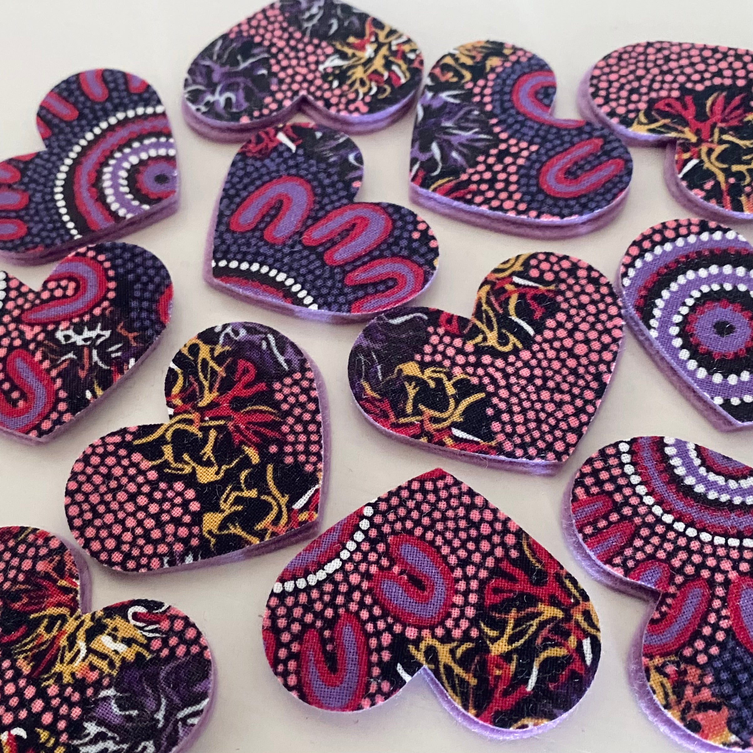 Pre-Cut Hearts - ABORIGINAL ART PRINTS Fabric
