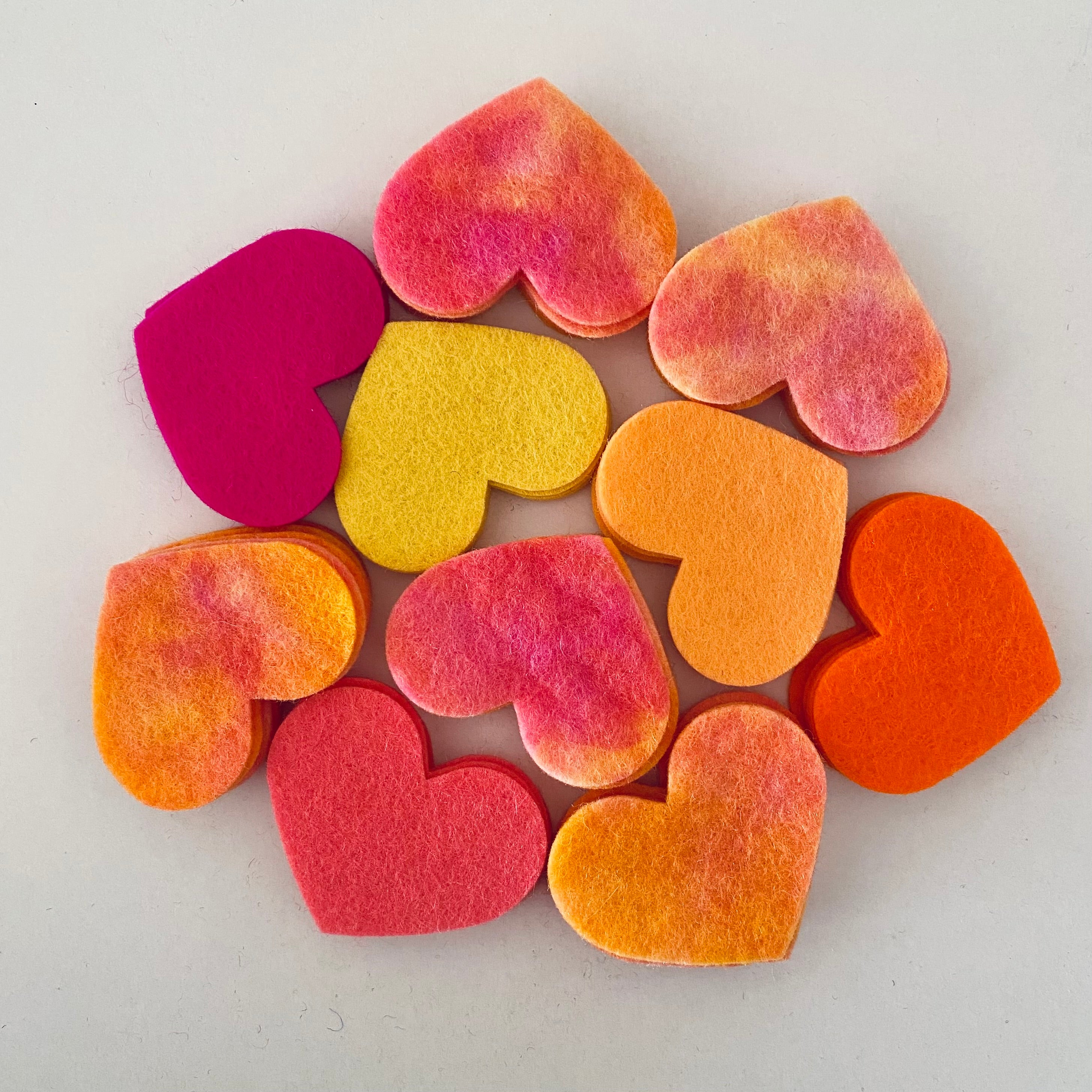 Pre-Cut Hearts (50) - Mixed Hand-Dyed & Plain
