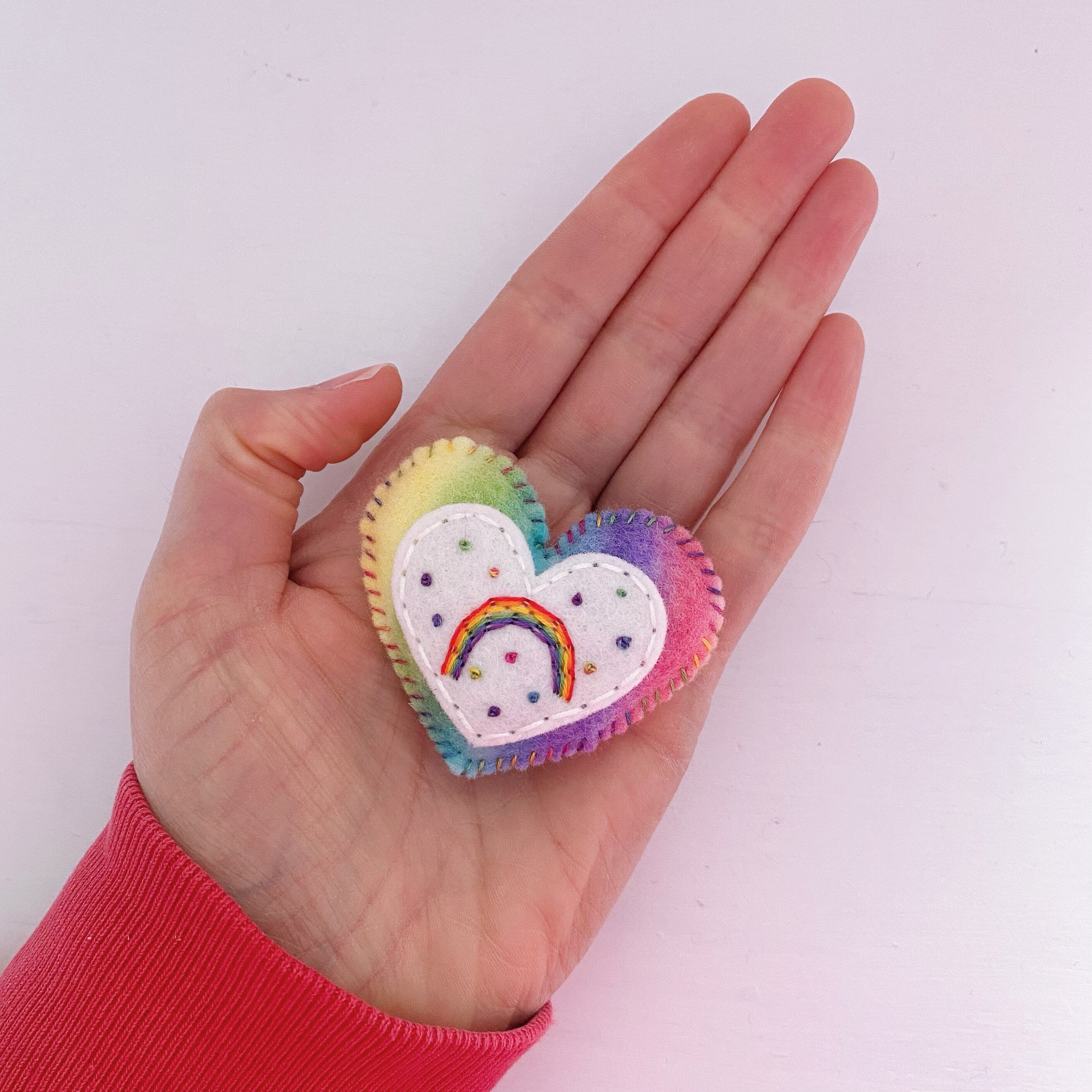 Pocket Heart with Rainbow (6cm)