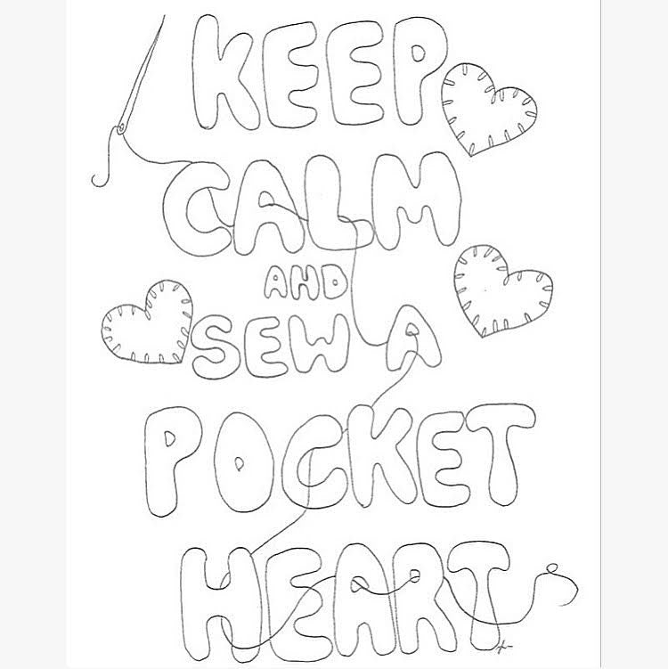 Colouring In "Keep Calm and Sew a Pocket Heart"