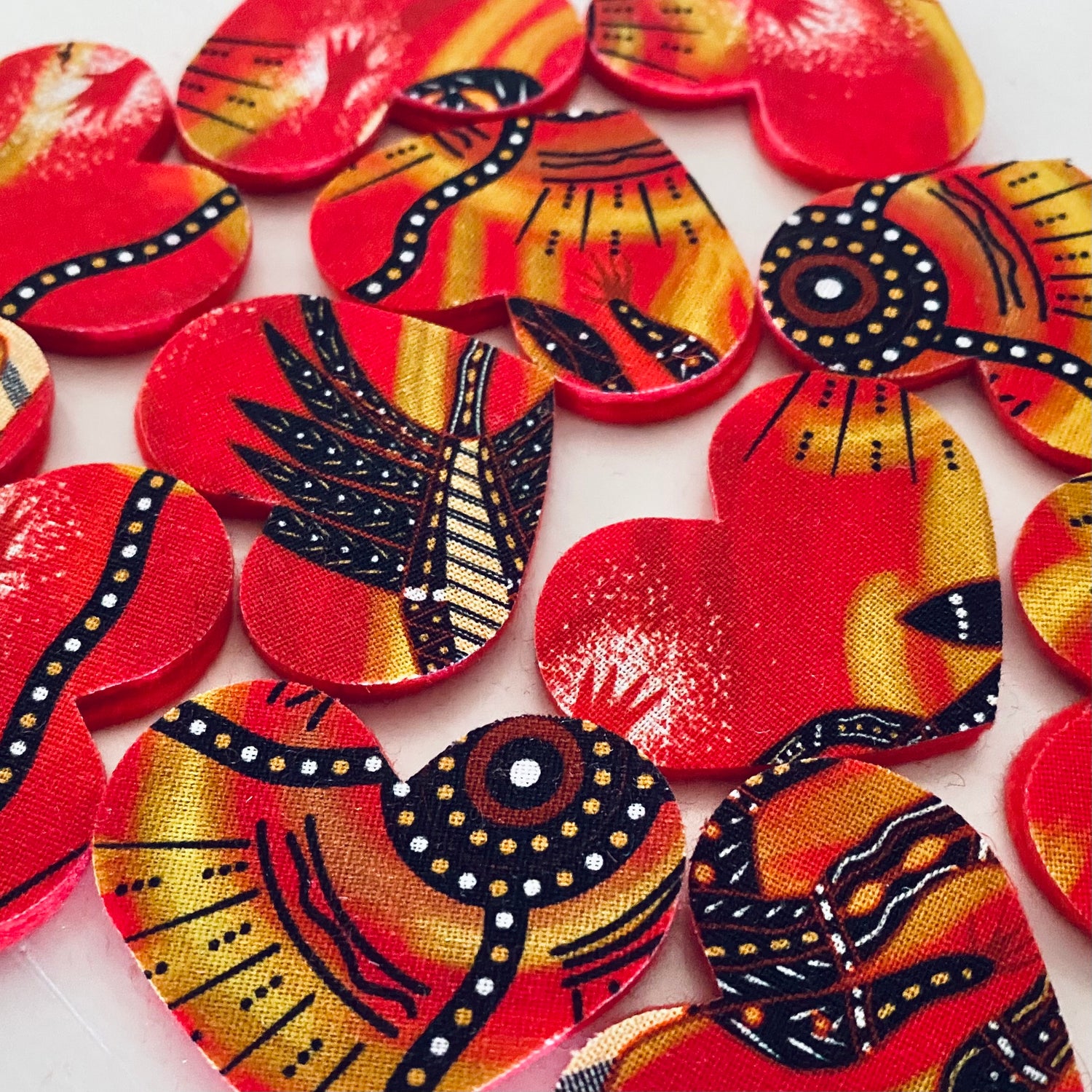 Pre-Cut Hearts - ABORIGINAL ART PRINTS Fabric