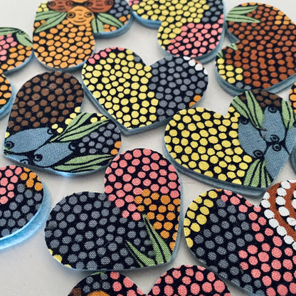 Pre-Cut Hearts - ABORIGINAL ART PRINTS Fabric