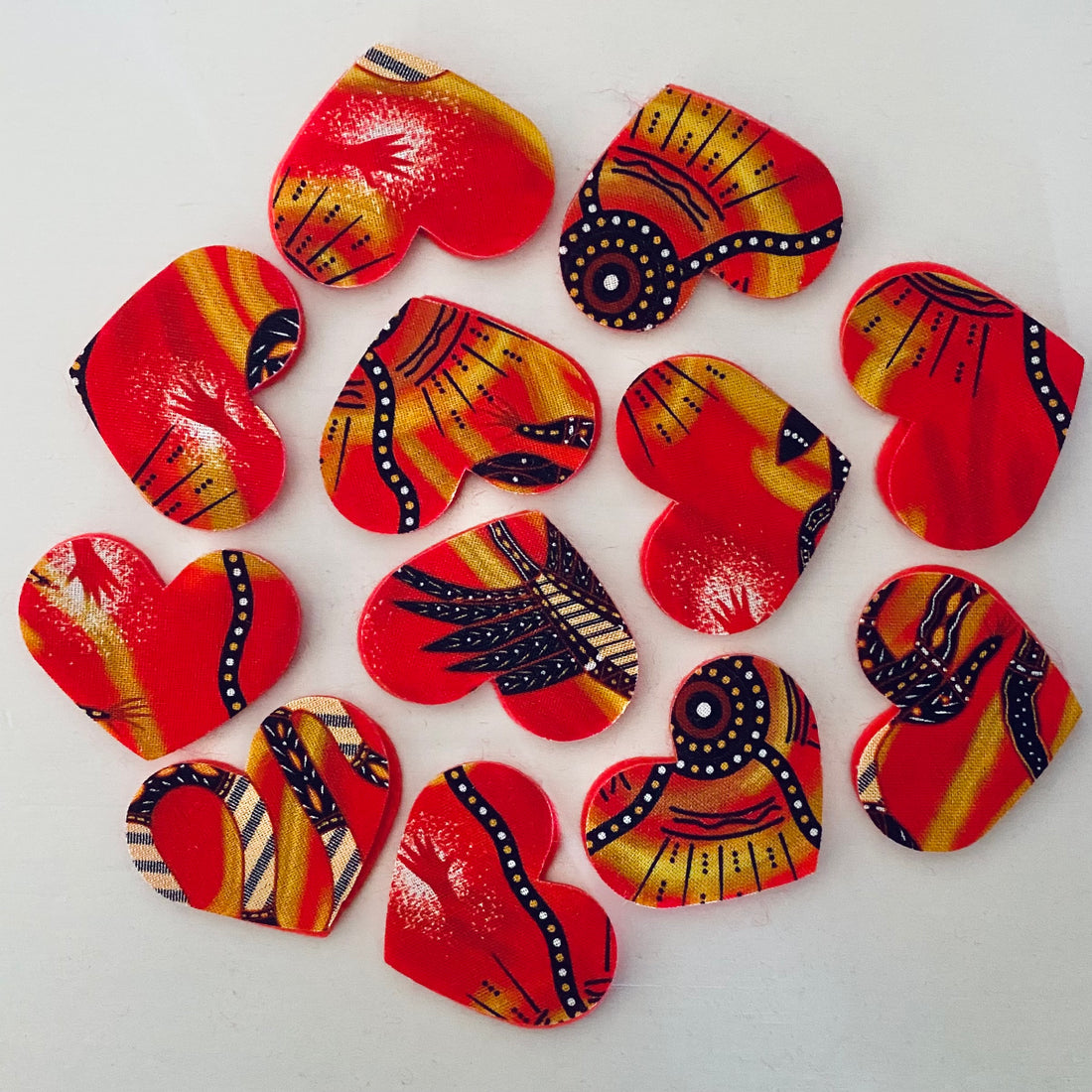 Pre-Cut Hearts - ABORIGINAL ART PRINTS Fabric