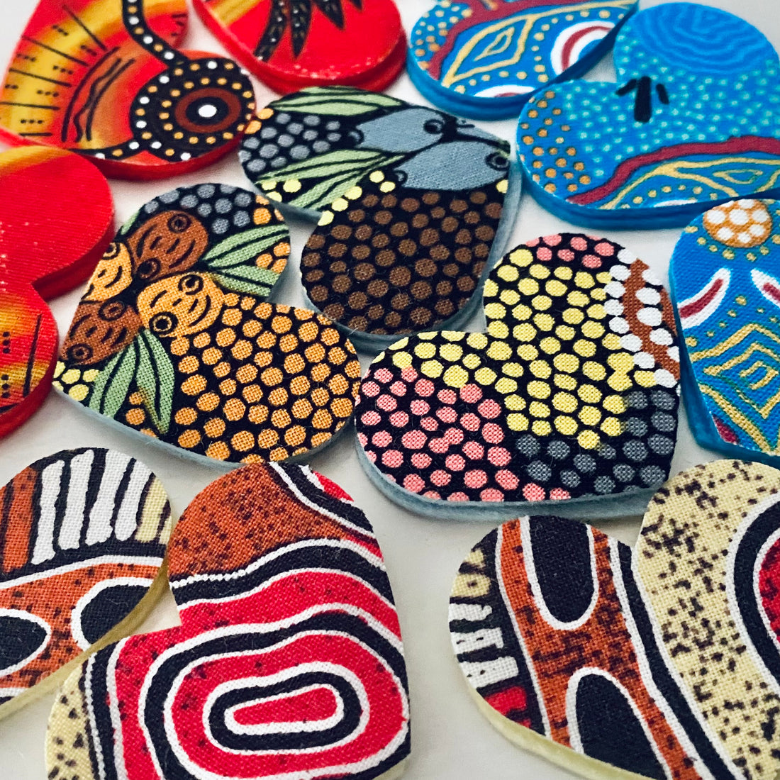 Pre-Cut Hearts - ABORIGINAL ART PRINTS Fabric