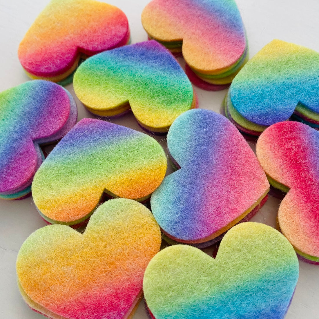 Pre-Cut Hearts (50) - HAND-DYED