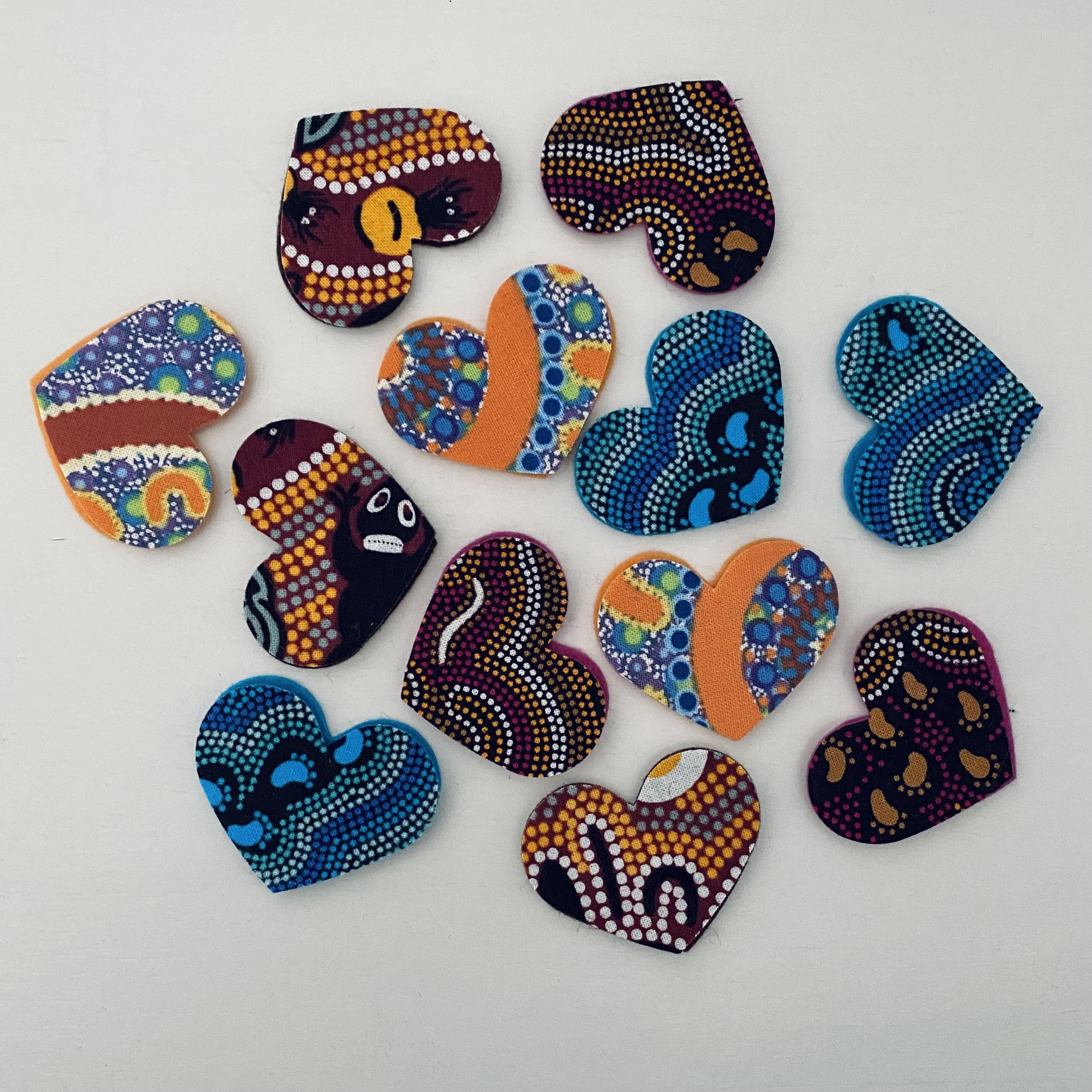 Pre-Cut Hearts - ABORIGINAL ART PRINTS Fabric