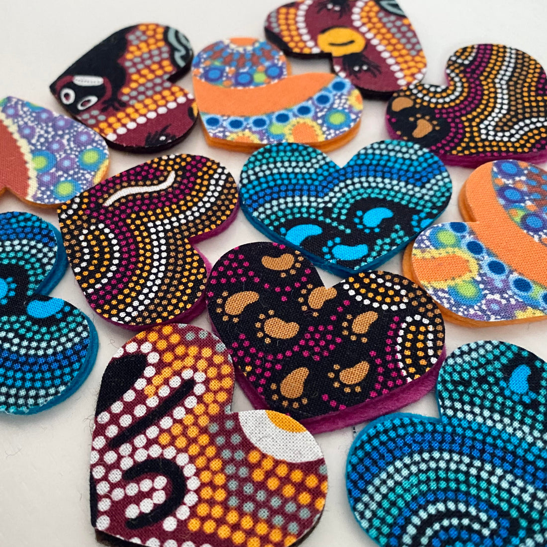 Pre-Cut Hearts - ABORIGINAL ART PRINTS Fabric