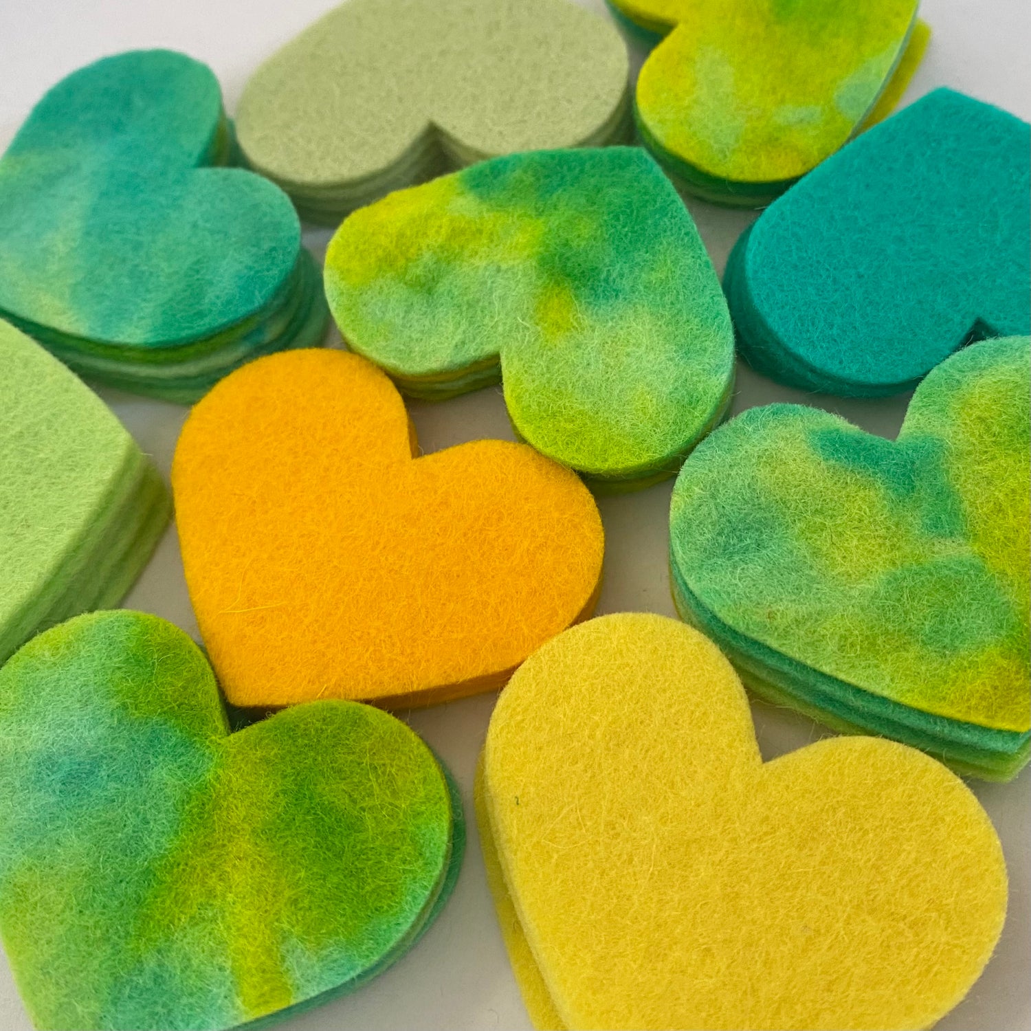 Pre-Cut Hearts (50) - Mixed Hand-Dyed &amp; Plain