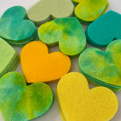 Pre-Cut Hearts (50) - Mixed Hand-Dyed &amp; Plain
