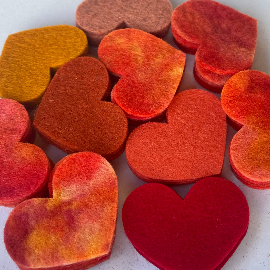 Pre-Cut Hearts (50) - Mixed Hand-Dyed &amp; Plain