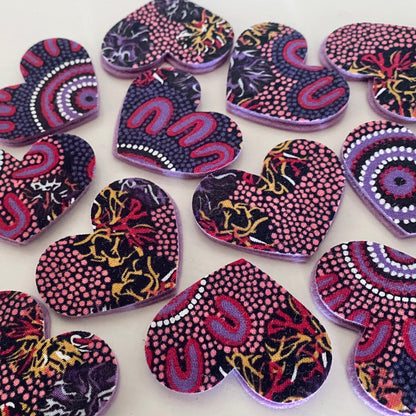 Pre-Cut Hearts - ABORIGINAL ART PRINTS Fabric