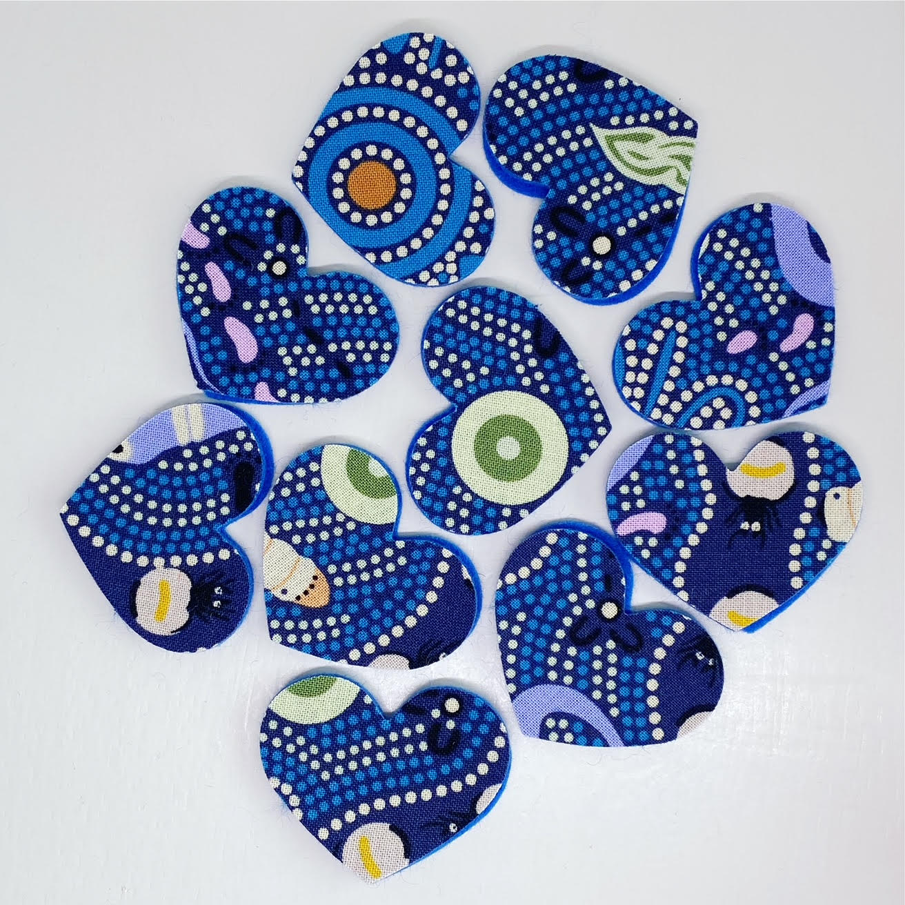 Pre-Cut Hearts - ABORIGINAL ART PRINTS Fabric
