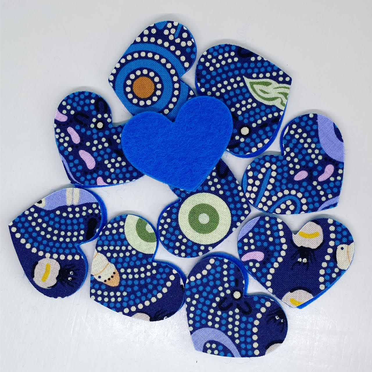 Pre-Cut Hearts - ABORIGINAL ART PRINTS Fabric