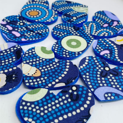 Pre-Cut Hearts - ABORIGINAL ART PRINTS Fabric