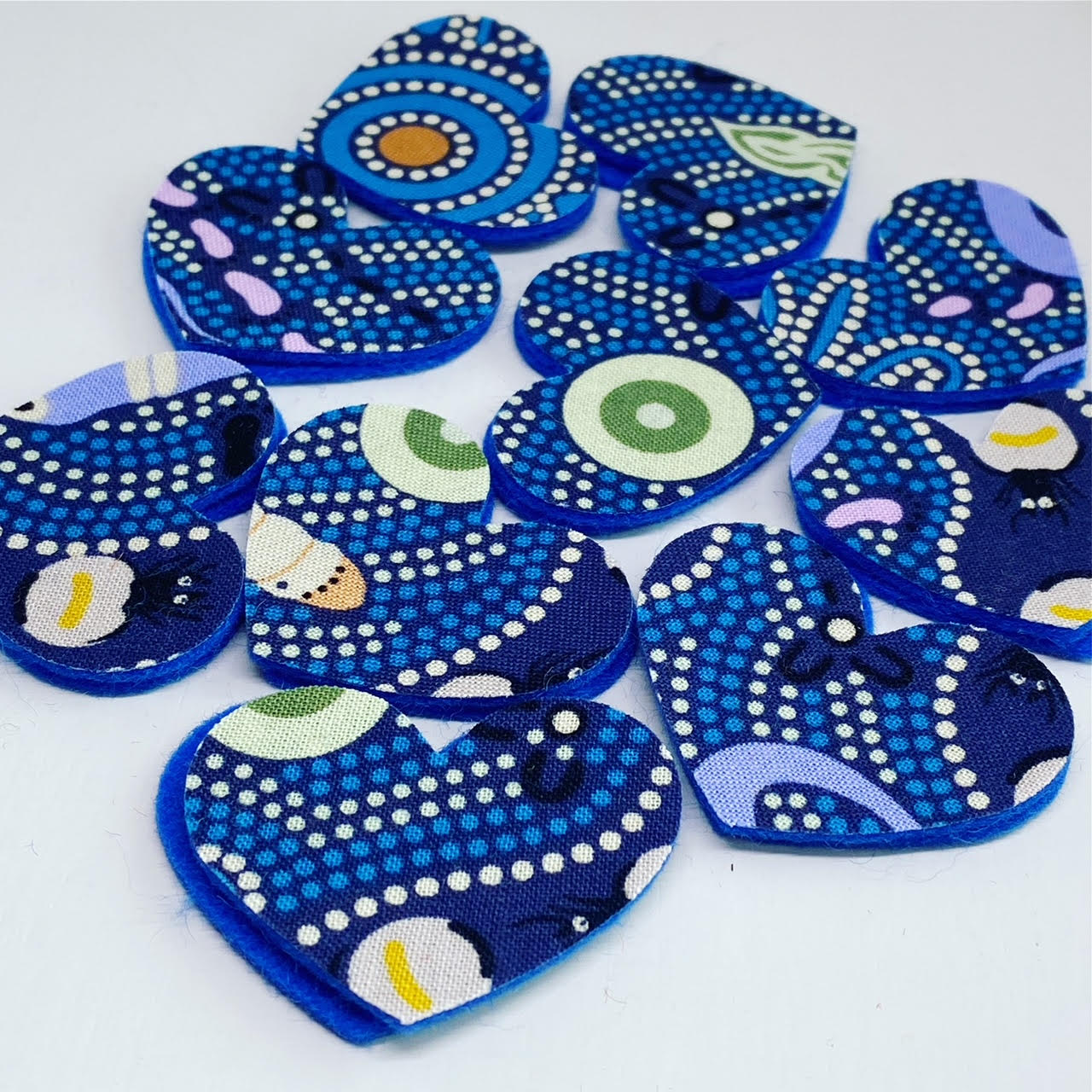 Pre-Cut Hearts - ABORIGINAL ART PRINTS Fabric