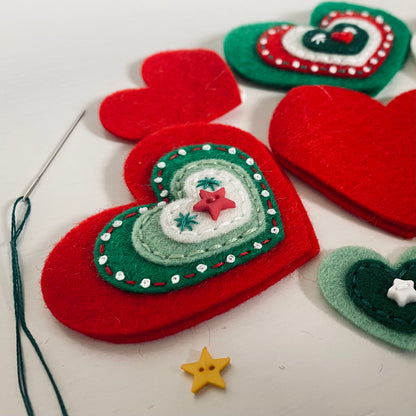 Kit - Christmas Embellished Hearts