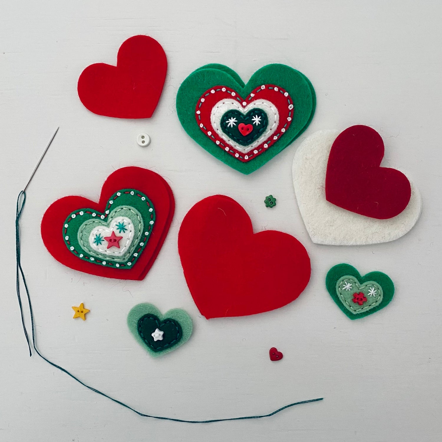 Kit - Christmas Embellished Hearts