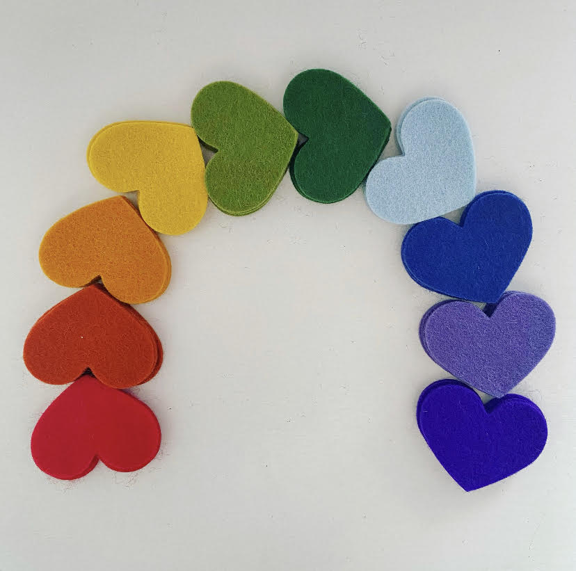 50 Pre-Cut Hearts - RAINBOW