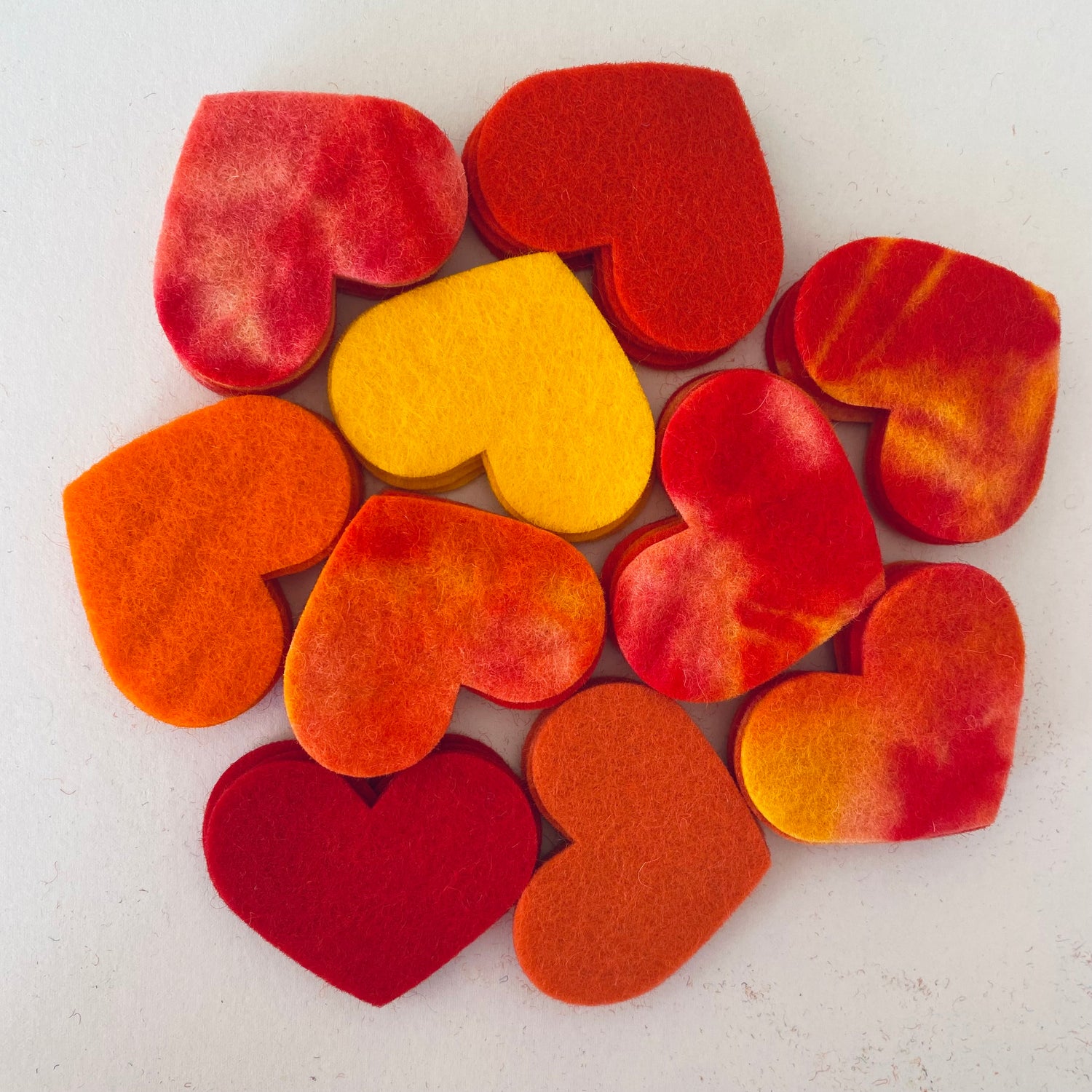 Pre-Cut Hearts (50) - Mixed Hand-Dyed &amp; Plain