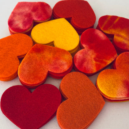 Pre-Cut Hearts (50) - Mixed Hand-Dyed &amp; Plain