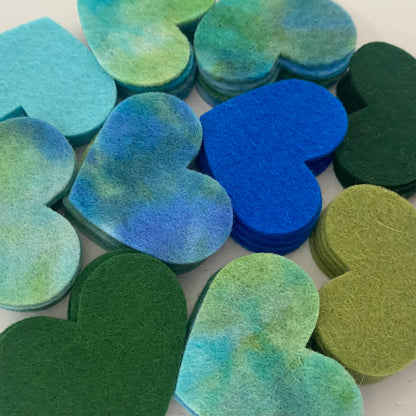 Pre-Cut Hearts (50) - Mixed Hand-Dyed &amp; Plain