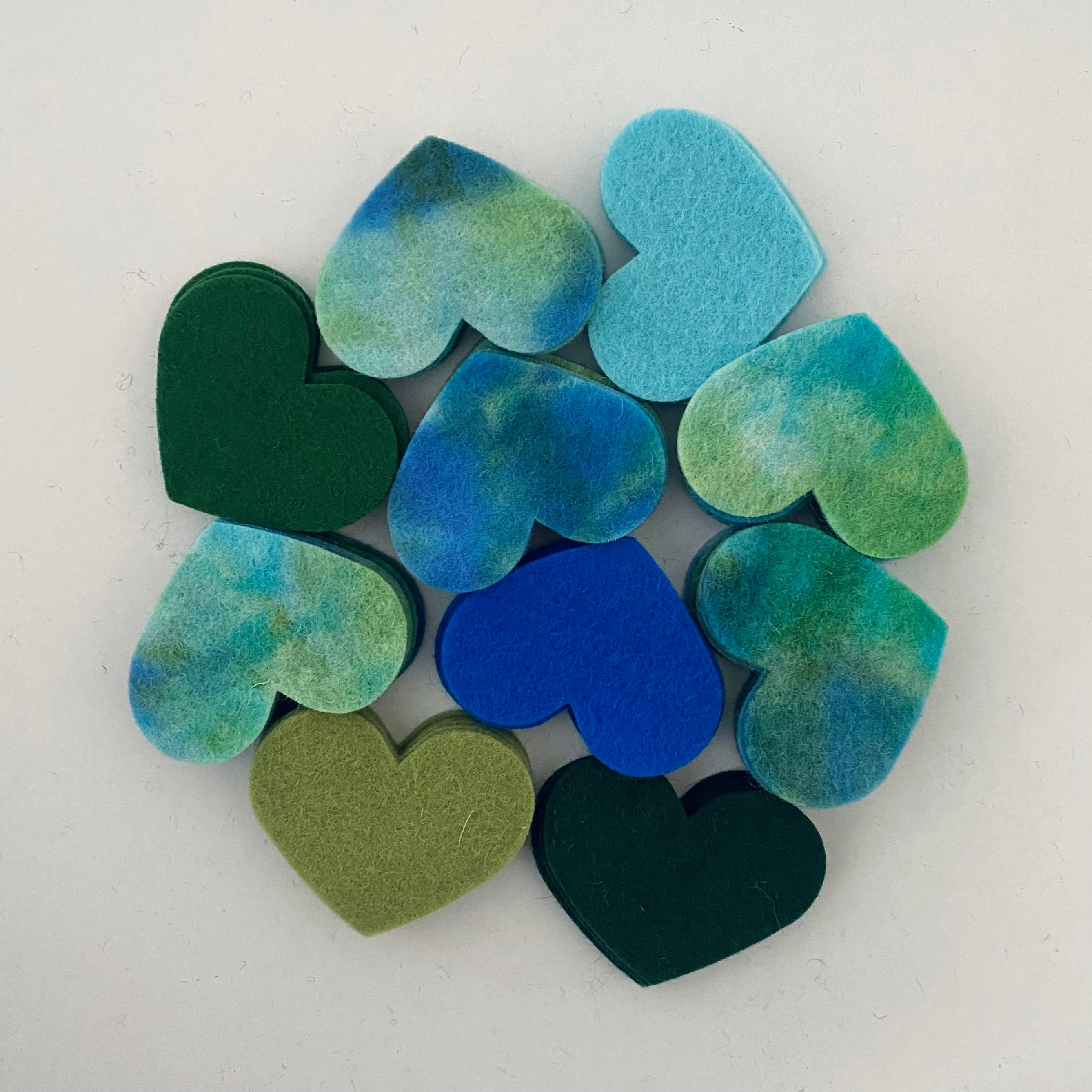 Pre-Cut Hearts (50) - Mixed Hand-Dyed &amp; Plain