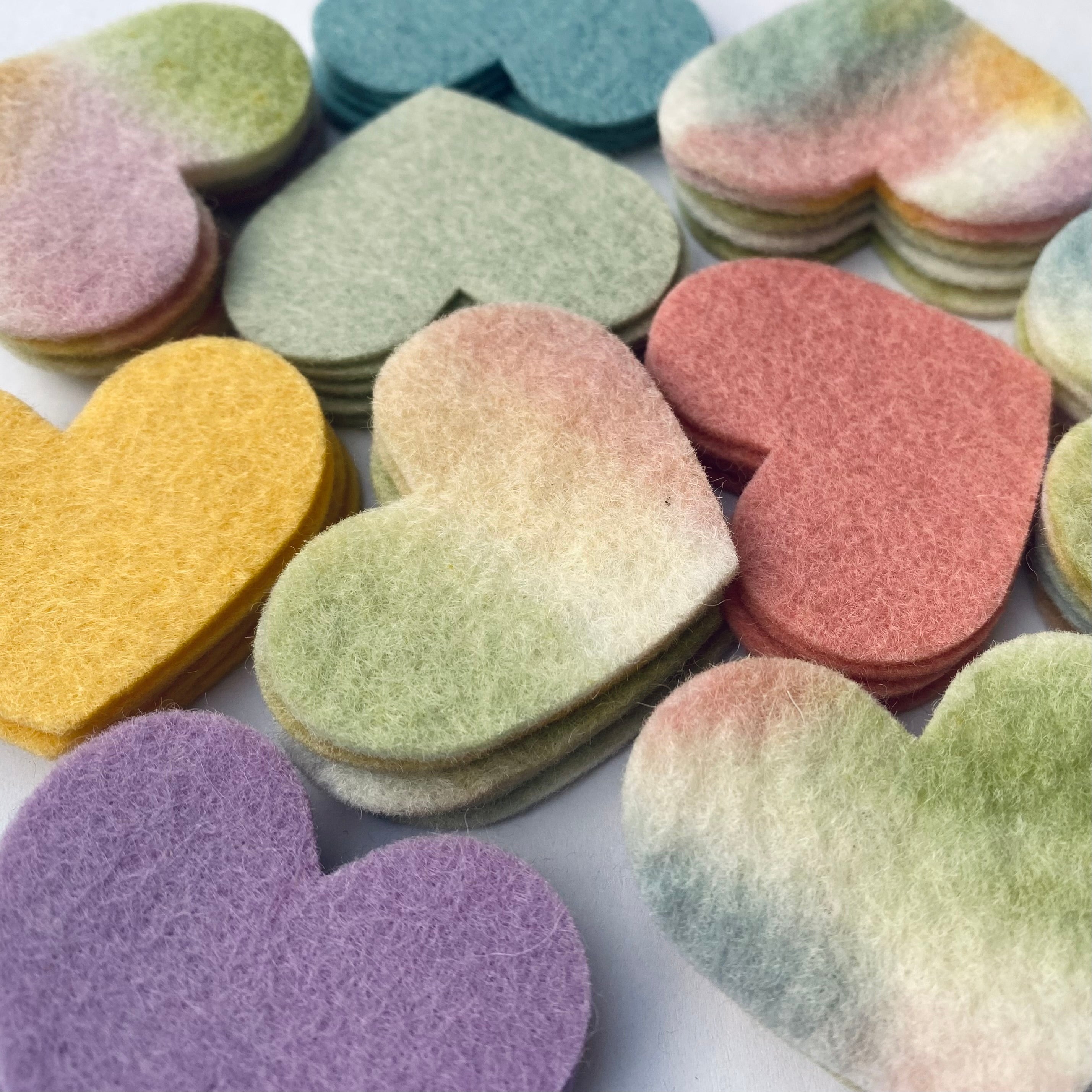 Pre-Cut Hearts (50) - Mixed Hand-Dyed &amp; Plain