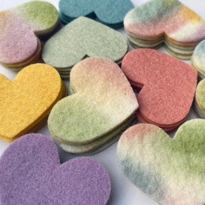 Pre-Cut Hearts (50) - Mixed Hand-Dyed &amp; Plain