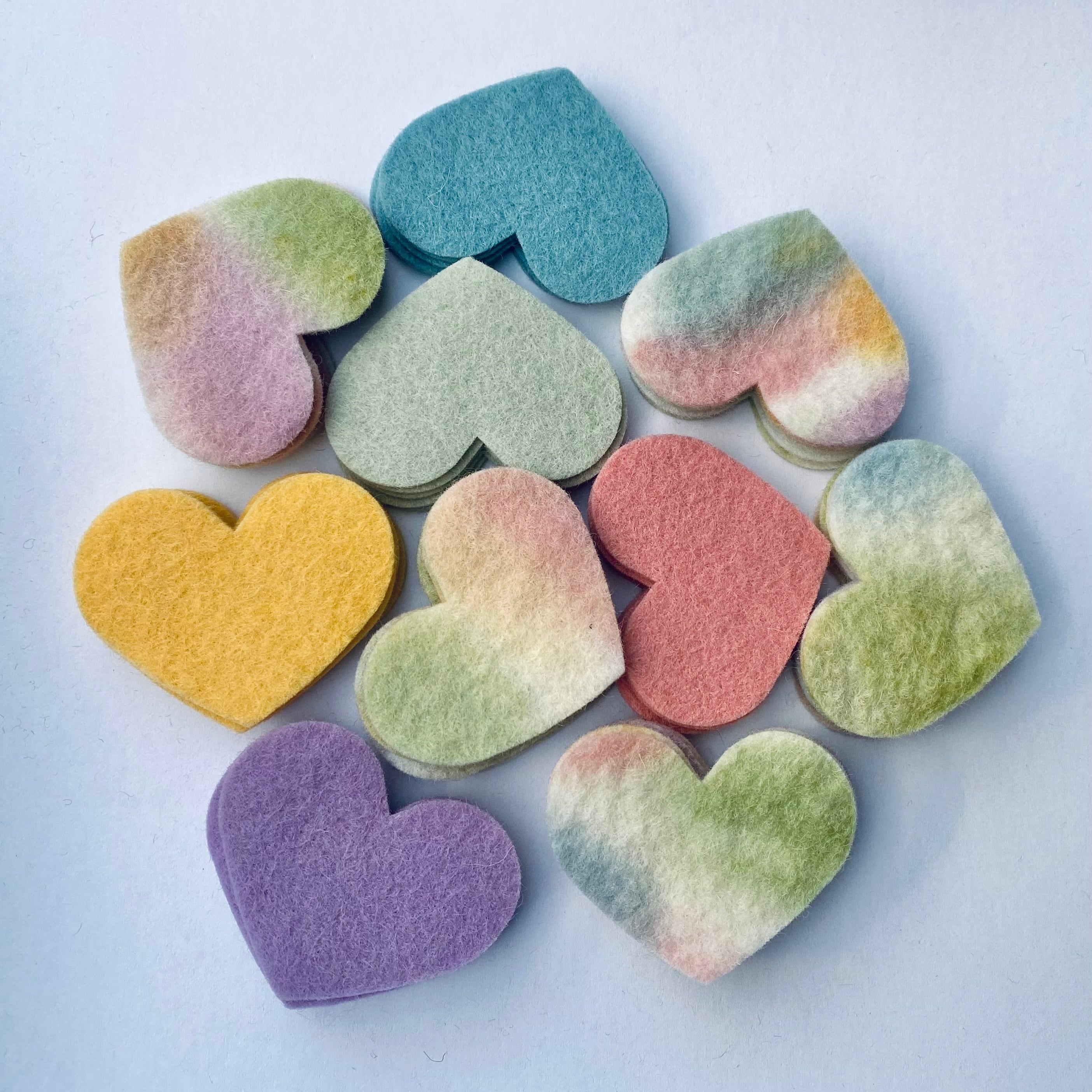 Pre-Cut Hearts (50) - Mixed Hand-Dyed &amp; Plain