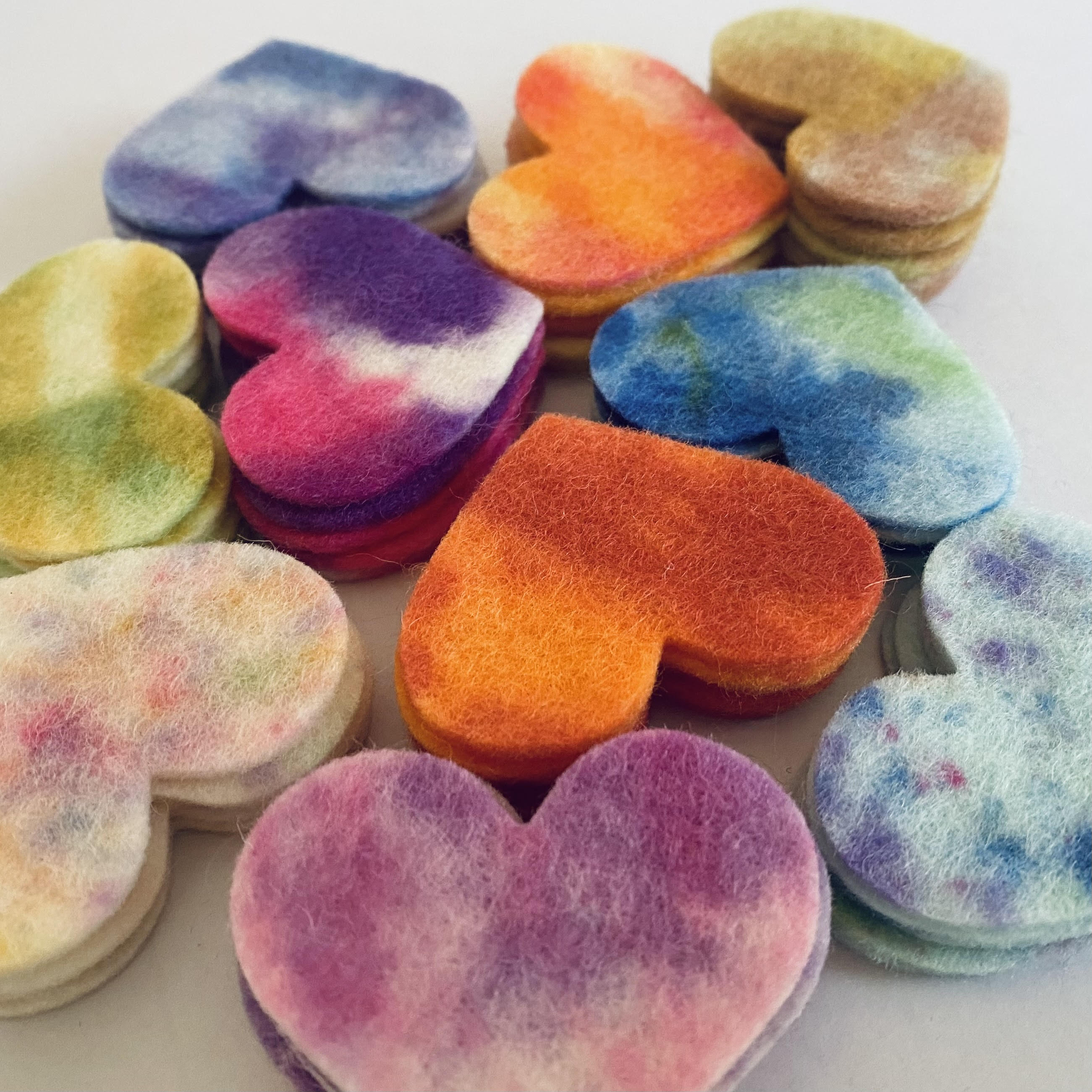 50 Pre-Cut Hearts - HAND-DYED