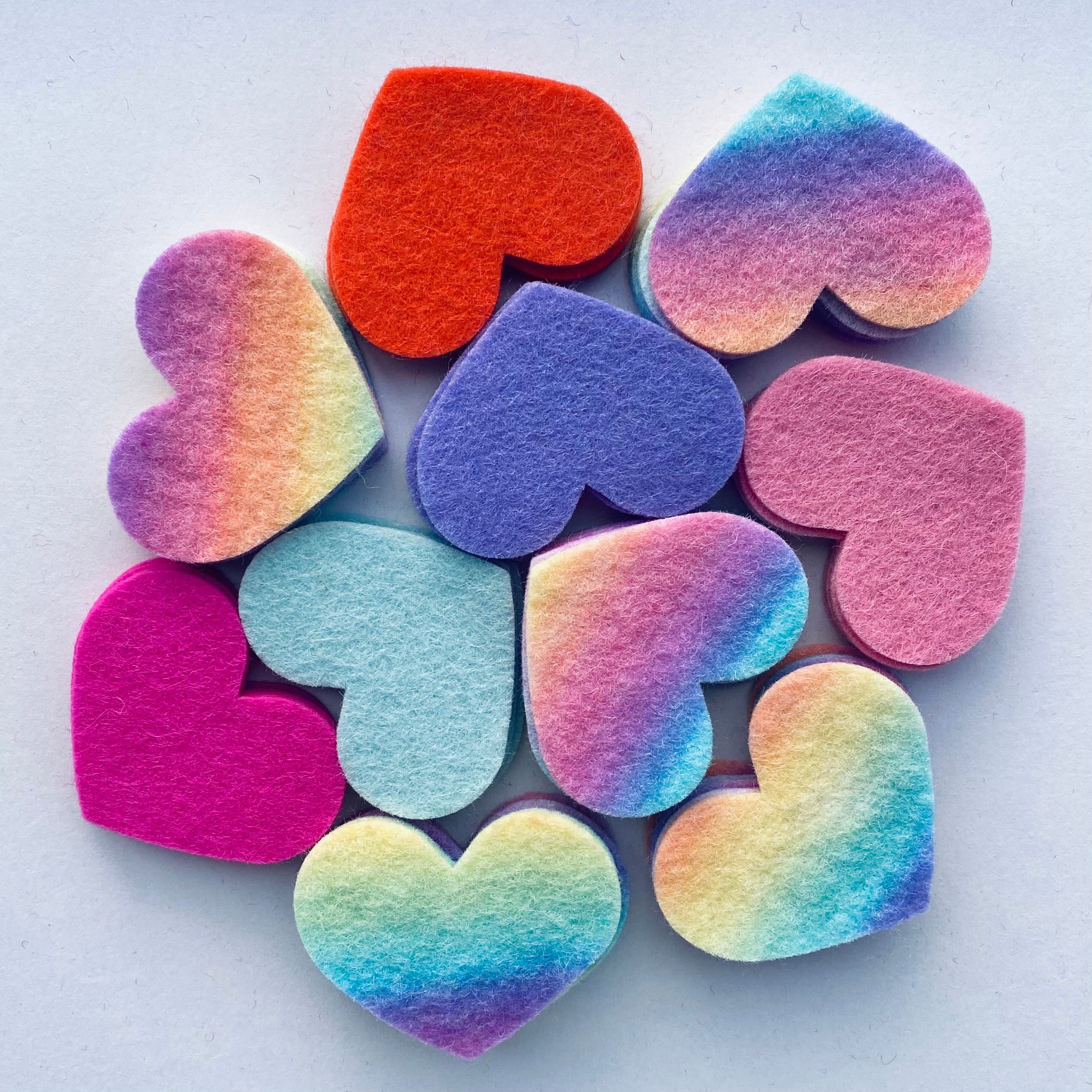Pre-Cut Hearts (50) - Mixed Hand-Dyed &amp; Plain