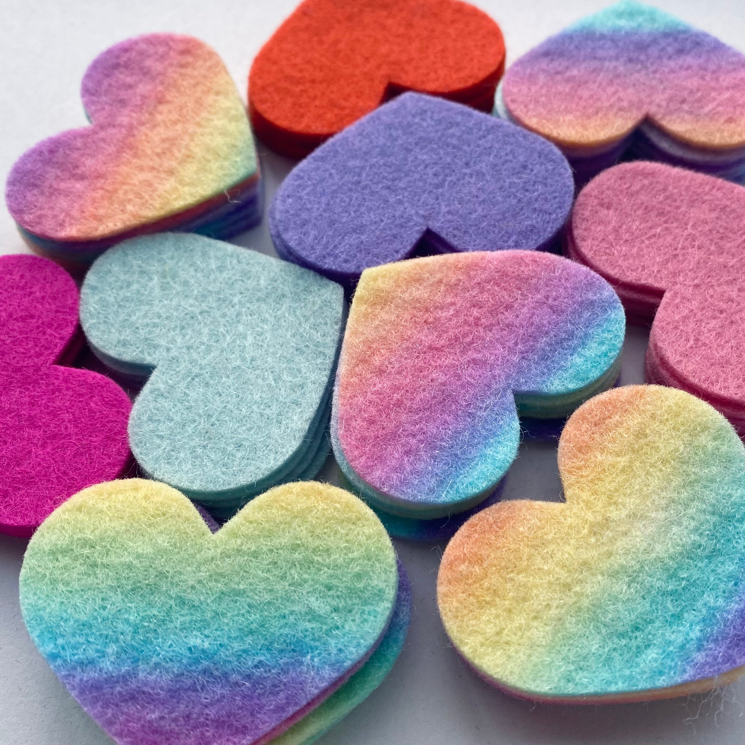 Pre-Cut Hearts (50) - Mixed Hand-Dyed &amp; Plain