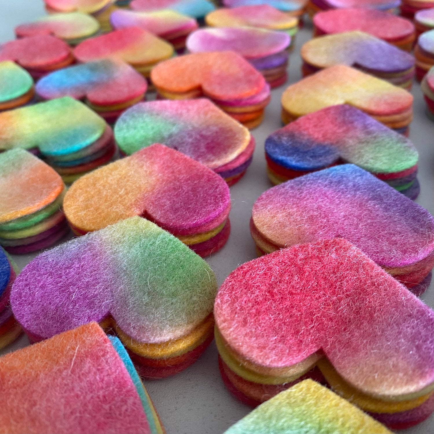 Pre-Cut Hearts (50) - HAND-DYED