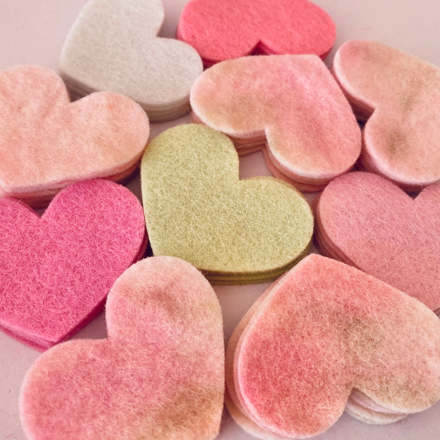 Pre-Cut Hearts (50) - Mixed Hand-Dyed &amp; Plain