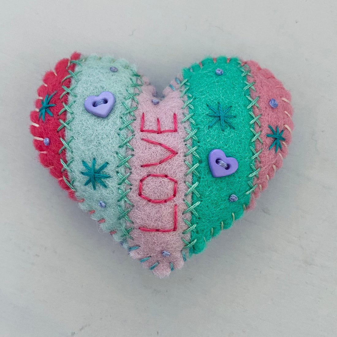 Pocket Heart Stripey - LOVE (6cm)