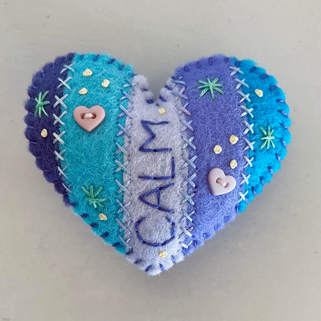 Pocket Heart Stripey - CALM (6cm)