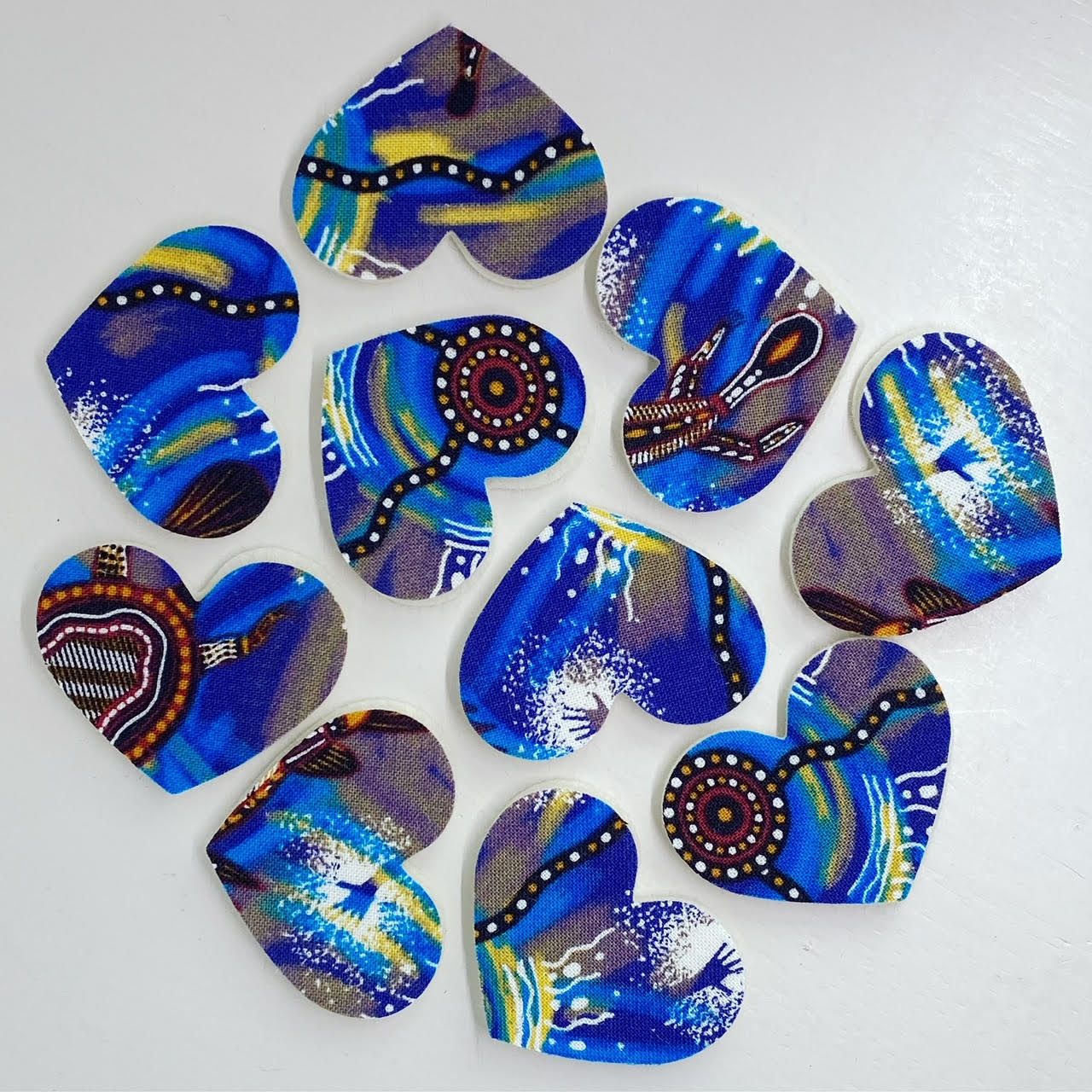Pre-Cut Hearts - ABORIGINAL ART PRINTS Fabric