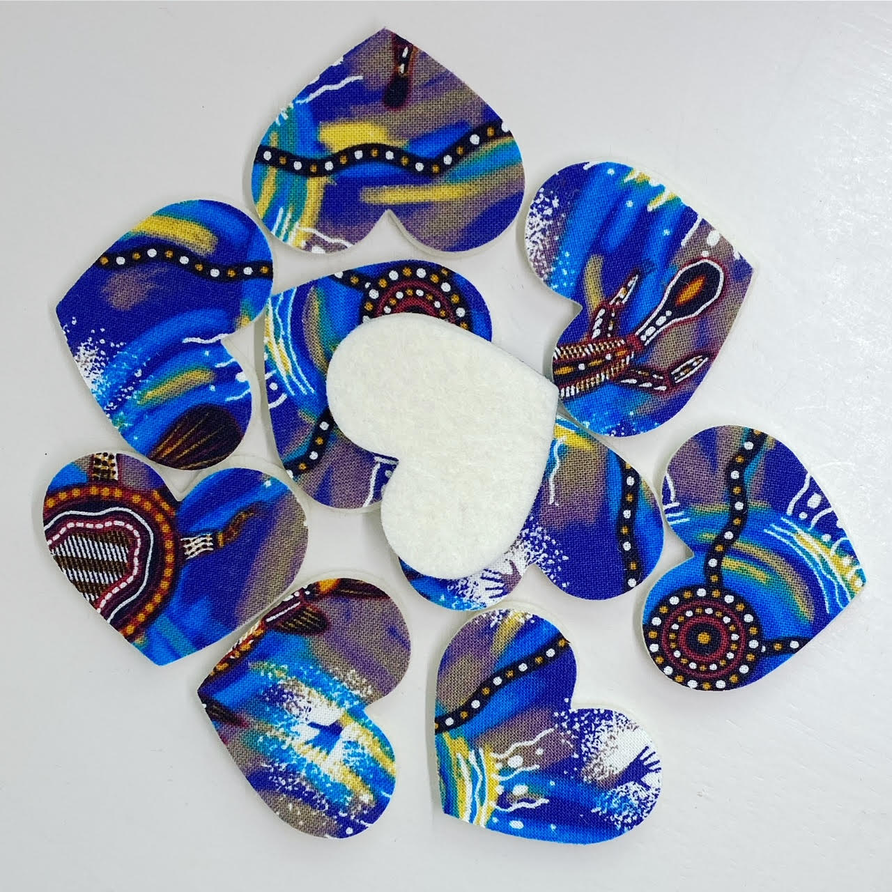 Pre-Cut Hearts - ABORIGINAL ART PRINTS Fabric