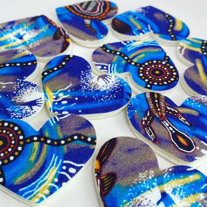 Pre-Cut Hearts - ABORIGINAL ART PRINTS Fabric