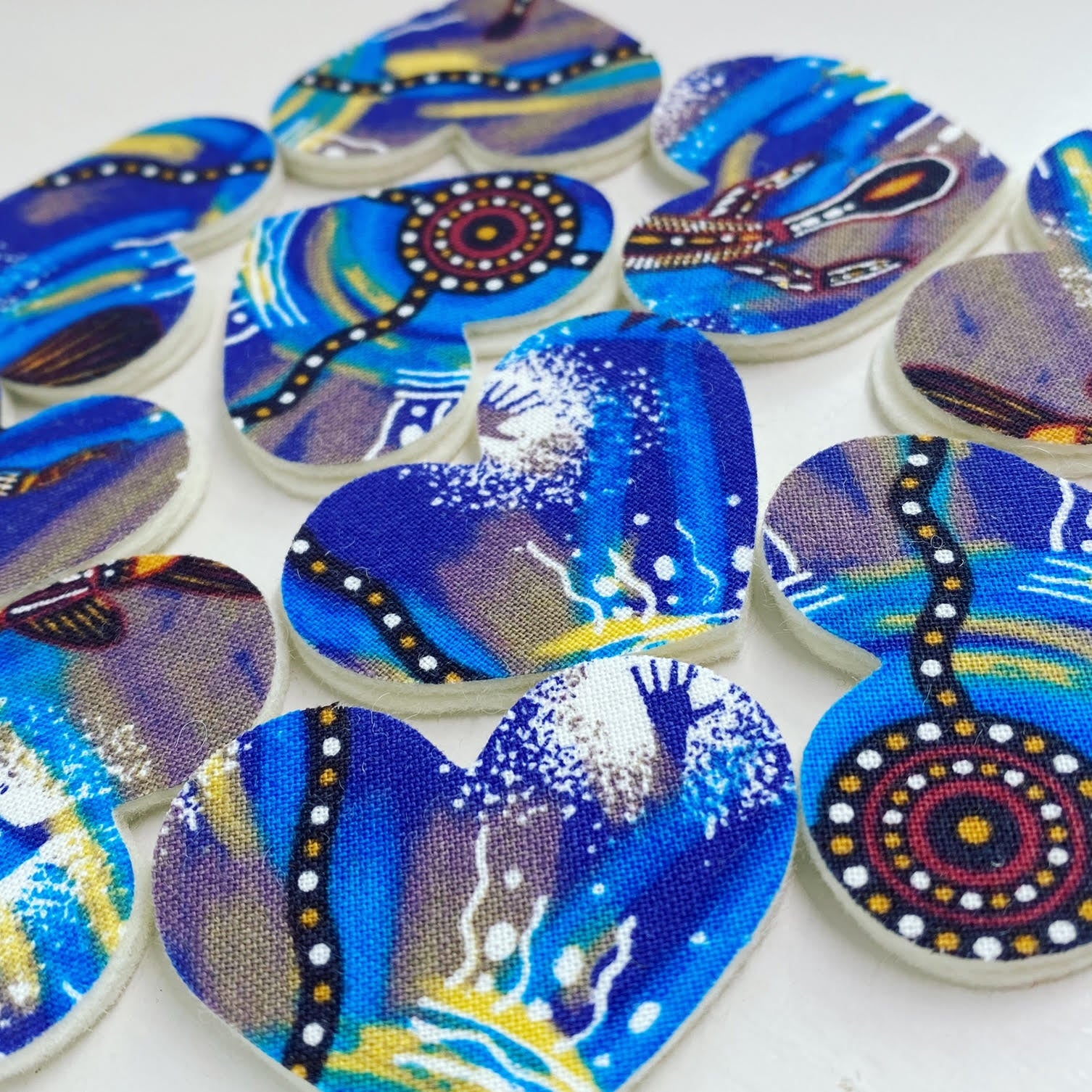 Pre-Cut Hearts - ABORIGINAL ART PRINTS Fabric